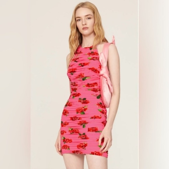 New! Sau Lee Sonia Mni Dress in Pink Rose Print 45419 - Picture 1 of 16
